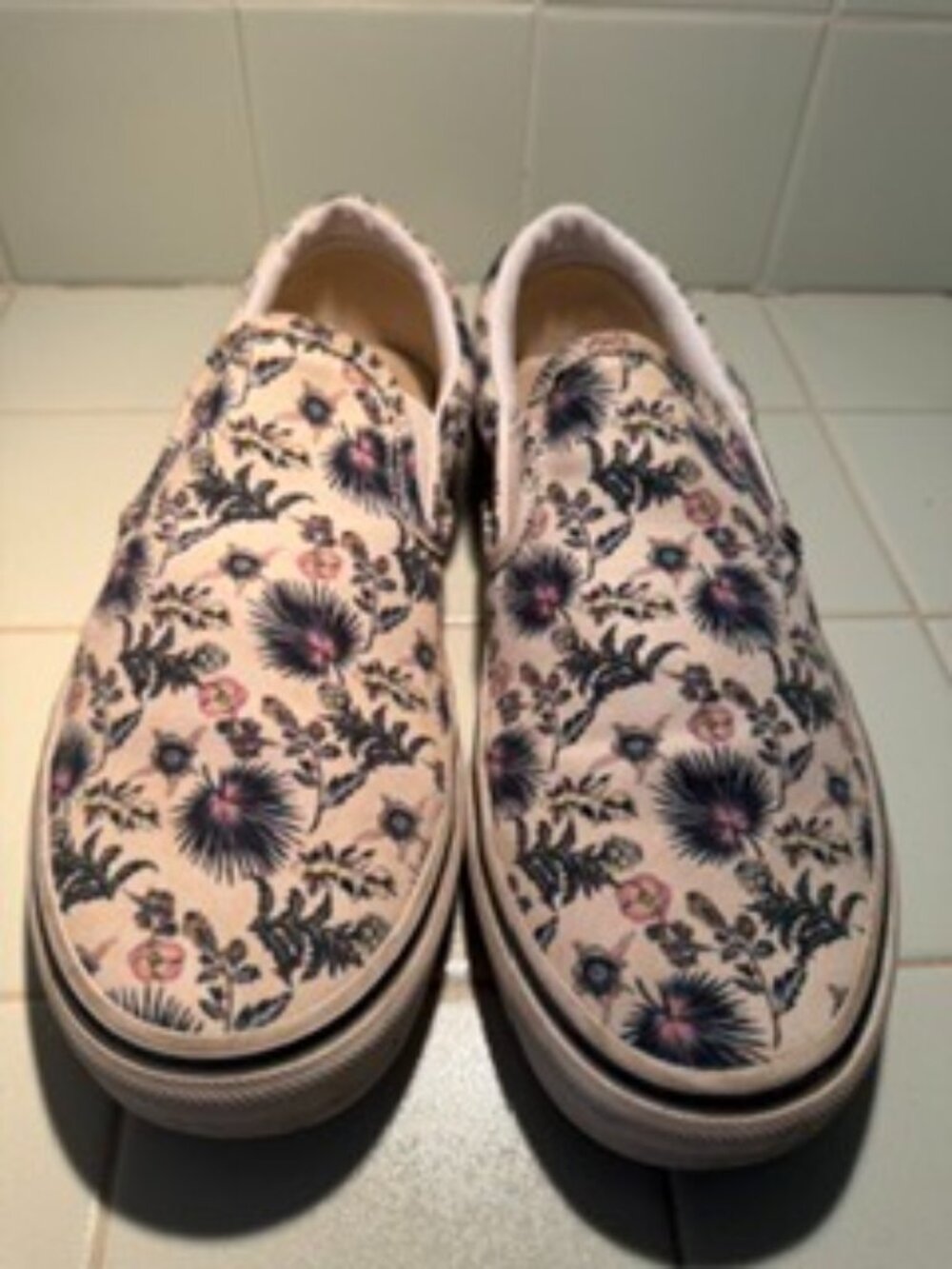 Vans White Floral Slip On Sneaker